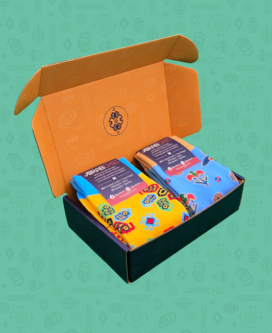 2-Pack Designer Cotton Socks Gift Box Bundle – Buta & Karabakh