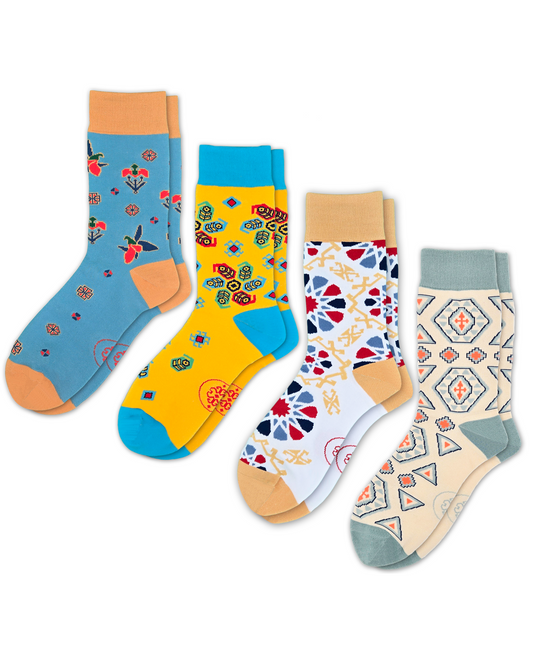 4-Pack Designer Cotton Sock Bundle – Buta, Karabakh, Shebeke and Pakhlava