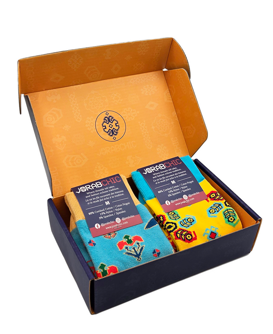 Gift Box Mirvari Bundle - Designer Cotton Socks. A bold statement with colours, craft, and character. - JorabChic Socks and Accessories