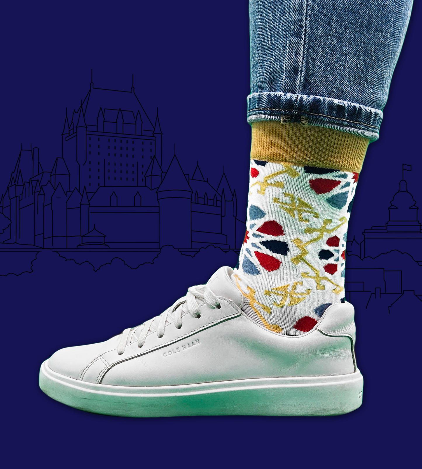 Shebeke White – Designer Cotton Socks Inspired by Vibrant Glass Artistry