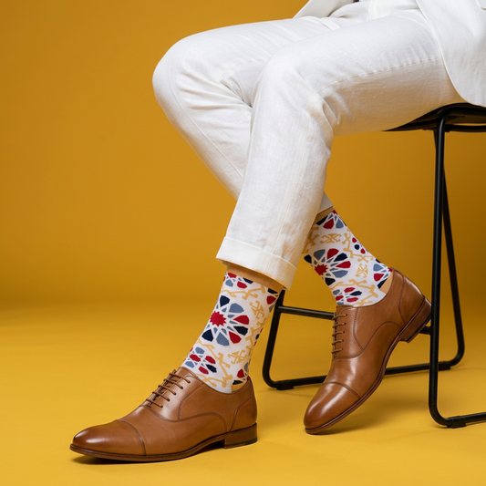 Shebeke White - 5-Pack Groomsmen Designer Cotton Sock Set