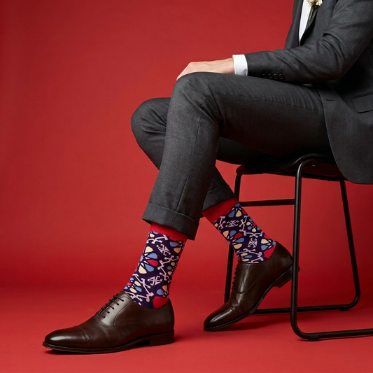 Shebeke Purple - 5-Pack Groomsmen Designer Cotton Sock Set