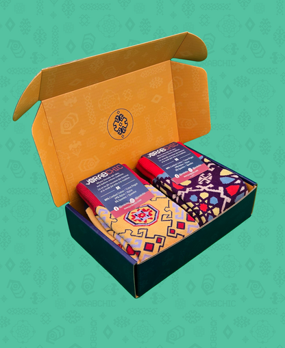 2-Pack Designer Cotton Socks Gift Box Bundle - Shebeke & Nar