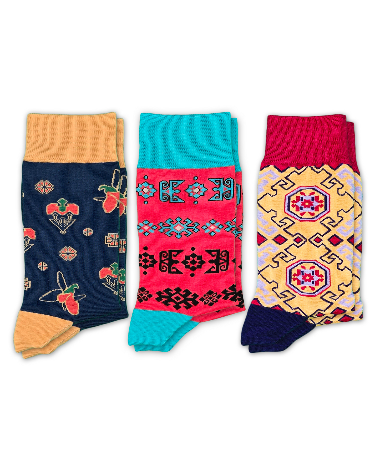 3-Pack Designer Cotton Sock Bundle - Karabakh, Alov & Nar