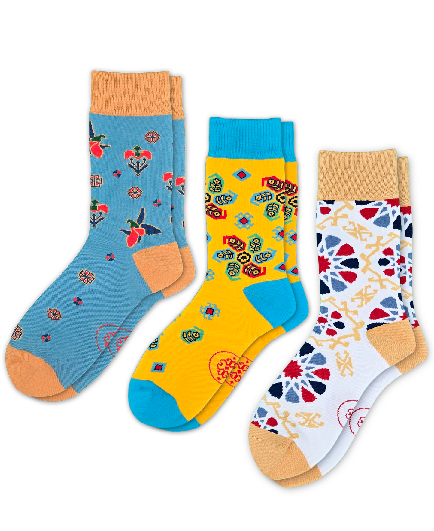 3-Pack Designer Cotton Sock Bundle - Karabakh, Buta & Shebeke