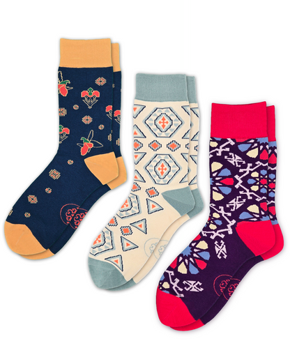 3-Pack Designer Cotton Sock Bundle - Karabakh, Pakhlava & Shebeke