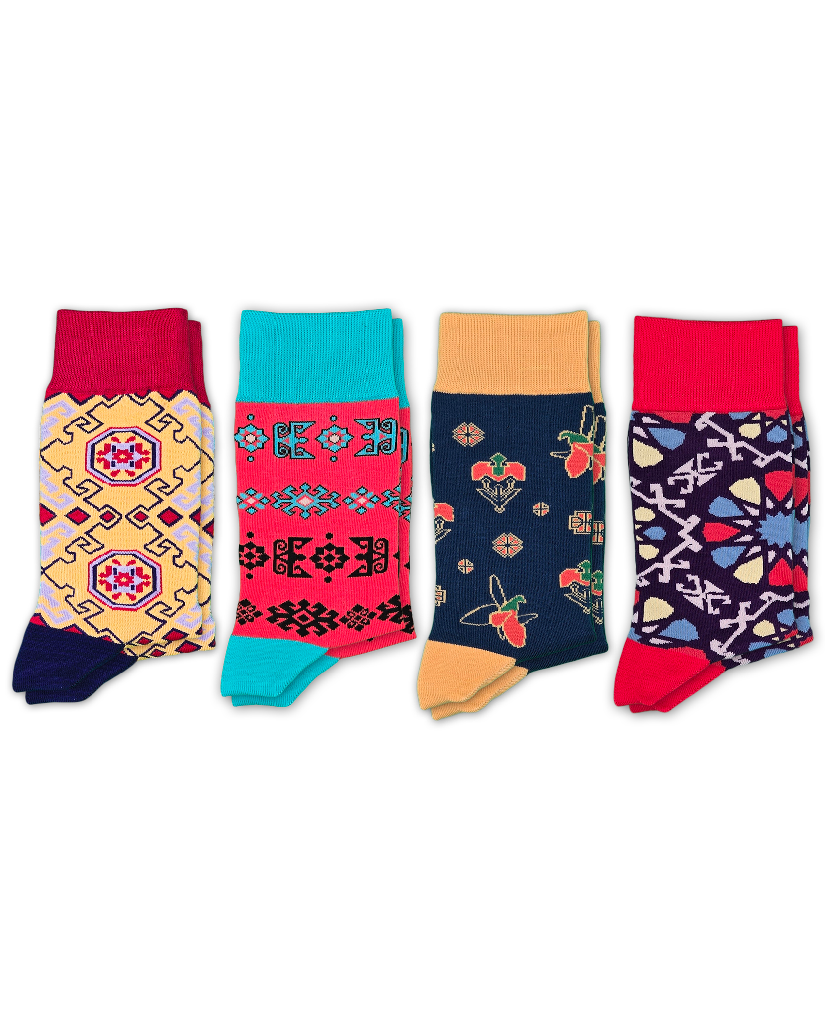 4-Pack Designer Cotton Sock Bundle – Nar, Alov, Karabakh & Shebeke