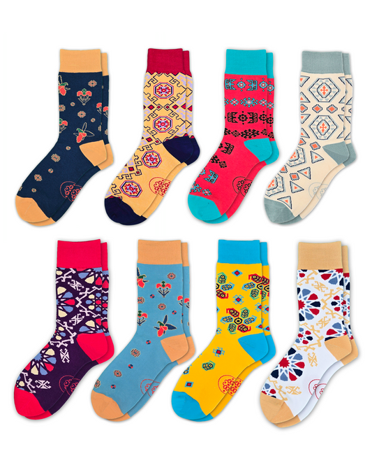 8-Pack Designer Cotton Socks - Heritage Bundle
