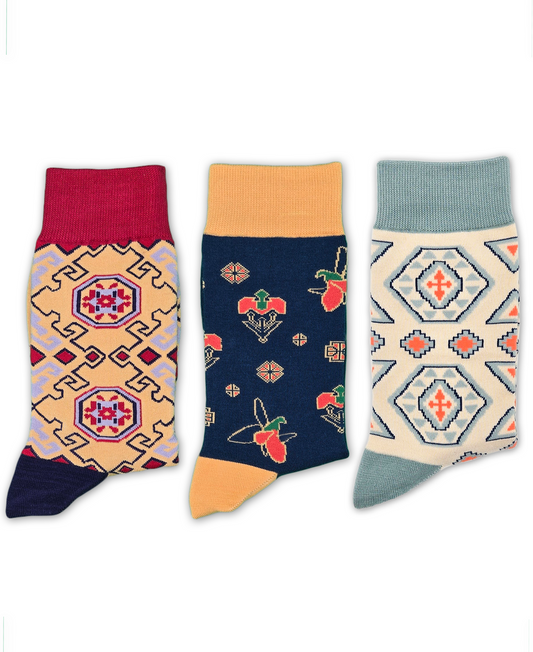 Ahsham Bundle - Designer Cotton Socks. Refined elegance with a touch of contrast.