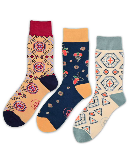 Ahsham Bundle - Designer Cotton Socks. Refined elegance with a touch of contrast.
