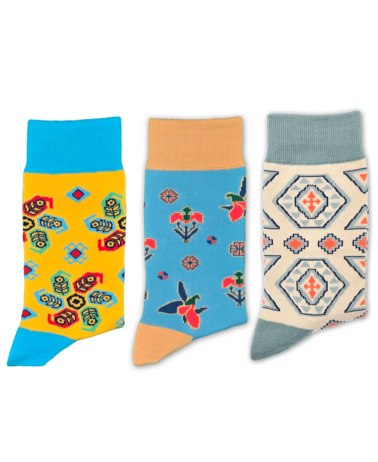 Bahar Bundle - Designer Cotton Socks. A bold statement with colours, craft, and character.