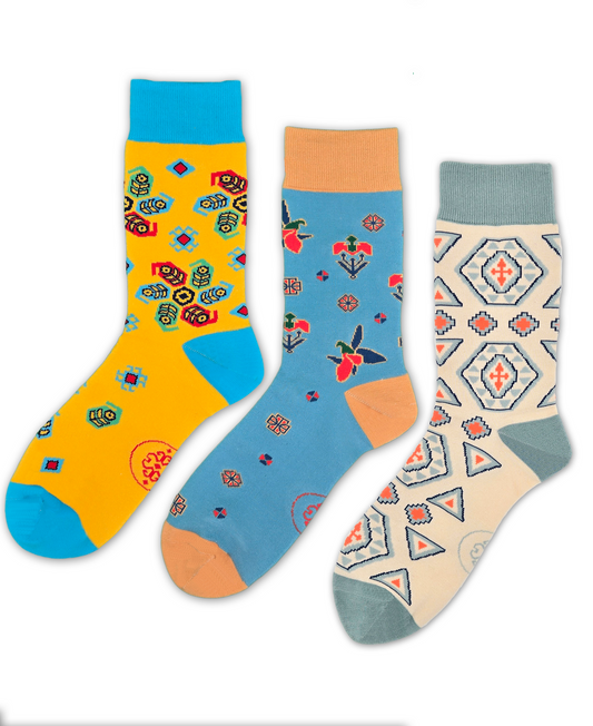 Bahar Bundle - Designer Cotton Socks. A bold statement with colours, craft, and character.