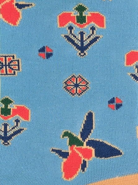 Karabakh Blue – Chaussettes en coton de créateur inspirées du bulbul de Khari. Un témoignage d'amour et de transformation.