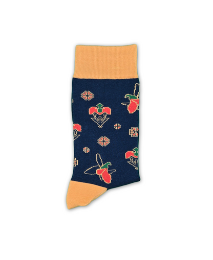 Karabakh Navy – Designer Cotton Socks Inspired by the Khari Bulbul Flower. A Testament to Love and Transformation.