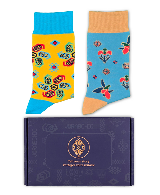 Gift Box Mirvari Bundle - Designer Cotton Socks. A bold statement with colours, craft, and character.