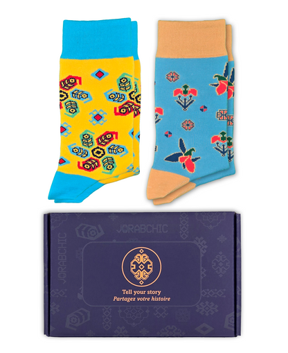 Gift Box Mirvari Bundle - Designer Cotton Socks. A bold statement with colours, craft, and character. - JorabChic Socks and Accessories