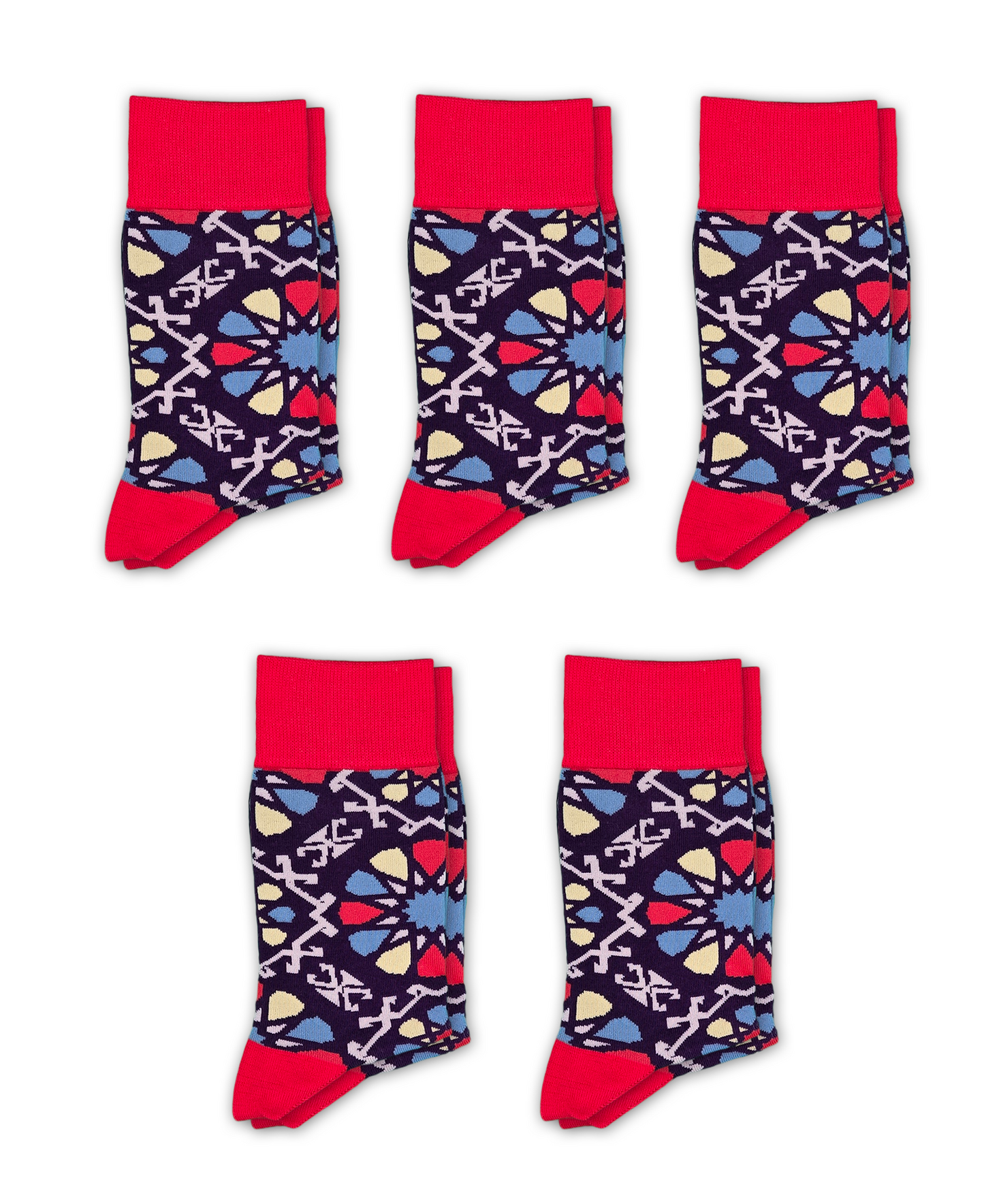 Shebeke Purple - 5-Pack Groomsmen Designer Cotton Sock Set