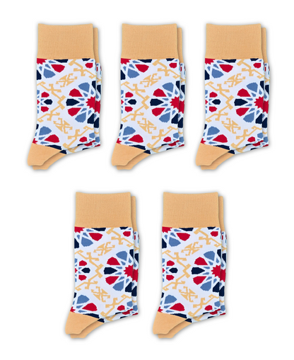 Shebeke White - 5-Pack Groomsmen Designer Cotton Sock Set