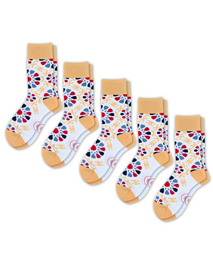 Shebeke White - 5-Pack Groomsmen Designer Cotton Sock Set