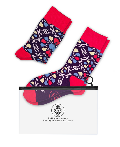 Shebeke Purple - 5-Pack Groomsmen Designer Cotton Sock Set